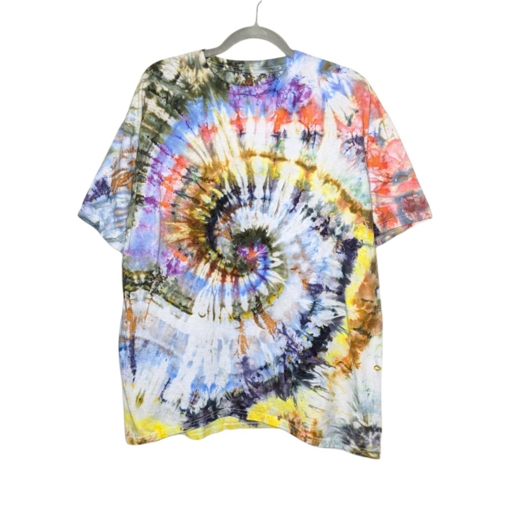 Hanes Y2K Vintage Custom Ice Tie Dye Art Shirt Top Swirl Nature Streetwear